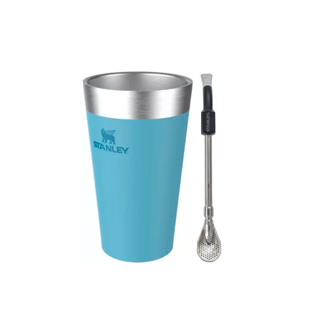 Combo Vaso Stanley Celeste 470ml + Bombilla